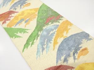 手織り紬　遠山模様織り出し　名古屋帯